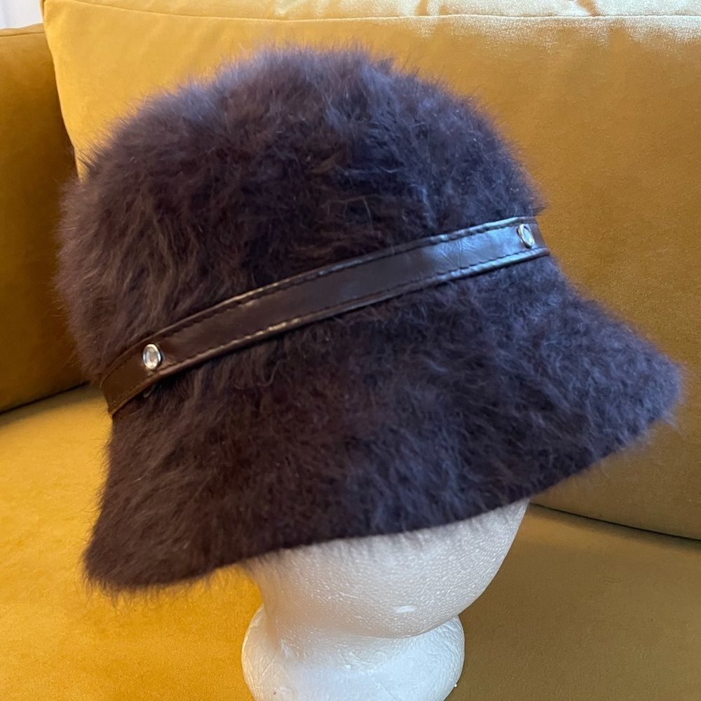 Vintage 90s Brown Angora Bucket Hat One Size